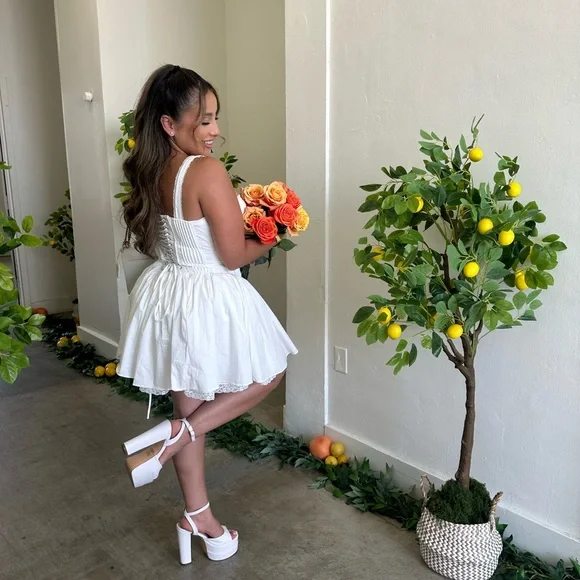 White Corset Style Mini Dress - Picture 2 of 2